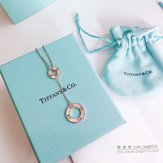 Tiffany純銀飾品 蒂芙尼女士專櫃爆款羅馬大小圓圈流蘇項鏈 Tiffany純銀鎖骨鏈  zgt1722